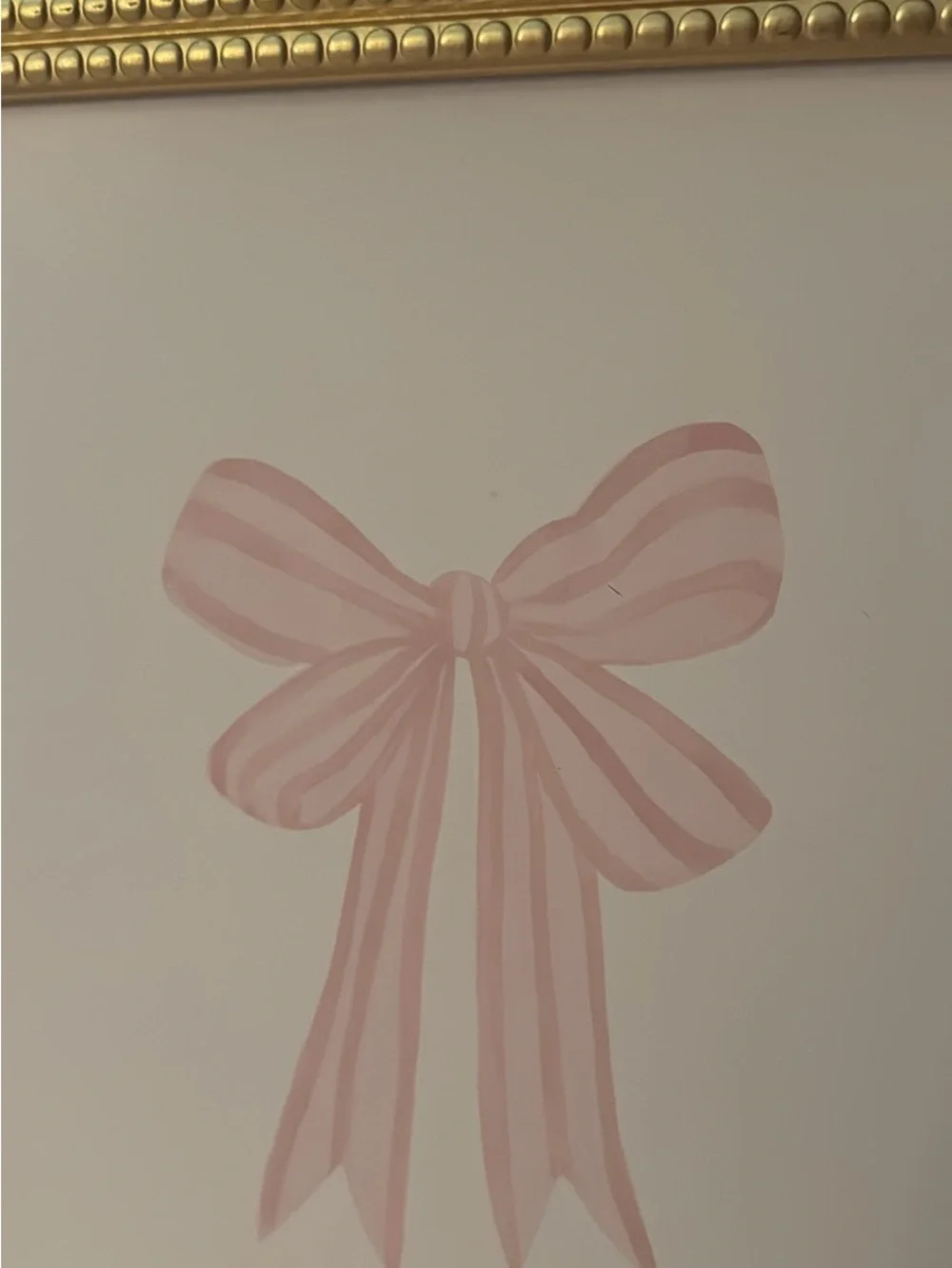Gold Frame Wall Art with Pink Bow Print
